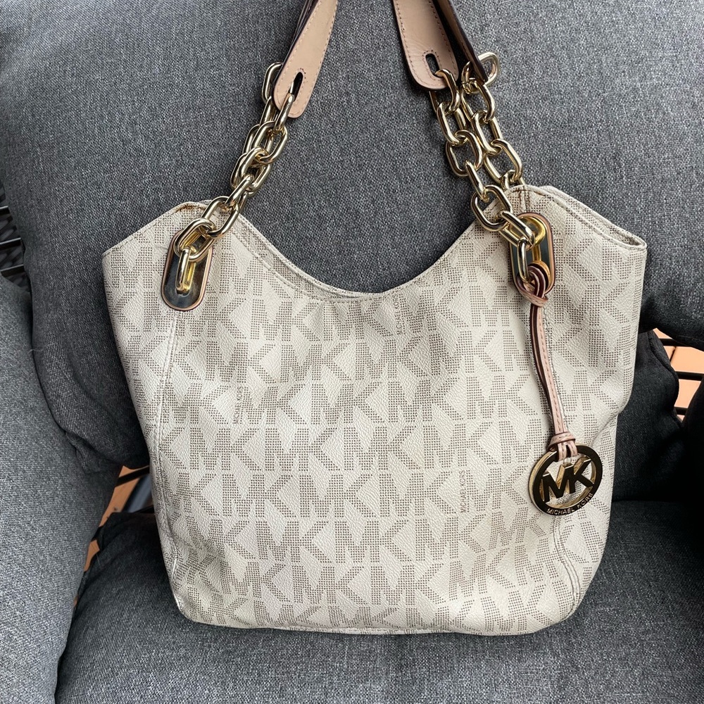 Michael Kors Beige/ Gold shoulder purse